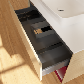 Тумба под раковину Villeroy & Boch Finion 100х50,1 см с подсветкой МДФ шпон дуба/стекло белое матовое F781HBPC