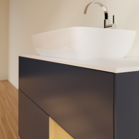 Тумба под раковину Villeroy & Boch Finion 100х50,1 см с подсветкой МДФ темно-синий матовый лак/стекло белое матовое F781HFHG