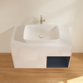 Тумба под раковину Villeroy & Boch Finion 100х50,1 см с подсветкой МДФ глянцевый белый лак/стекло белое матовое F781HGGF