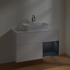 Тумба под раковину Villeroy & Boch Finion 100х50,1 см с подсветкой МДФ глянцевый белый лак/стекло белое матовое F781HGGF