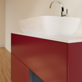 Тумба под раковину Villeroy & Boch Finion 100х50,1 см с подсветкой МДФ пион матовый лак/стекло белое матовое F781HGHB