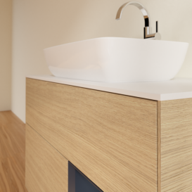 Тумба под раковину Villeroy & Boch Finion 100х50,1 см с подсветкой МДФ шпон дуба/стекло белое матовое F781HGPC