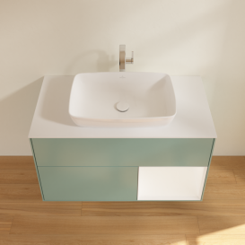 Тумба под раковину Villeroy & Boch Finion 100х50,1 см с подсветкой МДФ оливковый матовый лак/стекло белое матовое F781MTGM