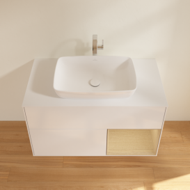 Тумба под раковину Villeroy & Boch Finion 100х50,1 см с подсветкой МДФ глянцевый белый лак/стекло белое матовое F781PCGF