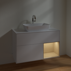 Тумба под раковину Villeroy & Boch Finion 100х50,1 см с подсветкой МДФ глянцевый белый лак/стекло белое матовое F781PCGF