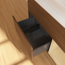 Тумба под раковину Villeroy & Boch Finion 100х50,1 см с подсветкой МДФ шпон грецкого ореха/стекло белое матовое F781PCGN