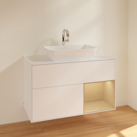 Тумба под раковину Villeroy & Boch Finion 100х50,1 см с подсветкой МДФ белый матовый лак/стекло белое матовое F781PCMT