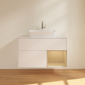 Тумба под раковину Villeroy & Boch Finion 100х50,1 см с подсветкой МДФ белый матовый лак/стекло белое матовое F781PCMT