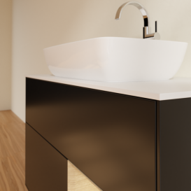 Тумба под раковину Villeroy & Boch Finion 100х50,1 см с подсветкой МДФ черный матовый лак/стекло белое матовое F781PCPD