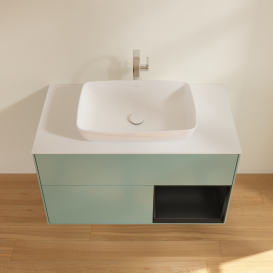 Тумба под раковину Villeroy & Boch Finion 100х50,1 см с подсветкой МДФ оливковый матовый лак/стекло белое матовое F781PDGM