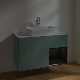 Тумба под раковину Villeroy & Boch Finion 100х50,1 см с подсветкой МДФ оливковый матовый лак/стекло белое матовое F781PDGM