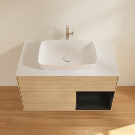 Тумба под раковину Villeroy & Boch Finion 100х50,1 см с подсветкой МДФ шпон дуба/стекло белое матовое F781PDPC