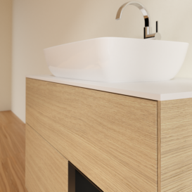 Тумба под раковину Villeroy & Boch Finion 100х50,1 см с подсветкой МДФ шпон дуба/стекло белое матовое F781PDPC