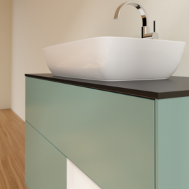 Тумба под раковину Villeroy & Boch Finion 100х50,1 см с подсветкой МДФ оливковый матовый лак/стекло черное матовое F782GFGM