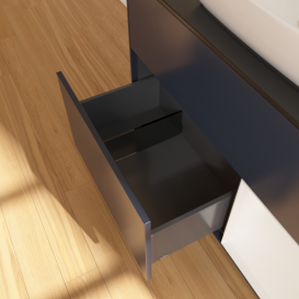 Тумба под раковину Villeroy & Boch Finion 100х50,1 см с подсветкой МДФ темно-синий матовый лак/стекло черное матовое F782GFHG