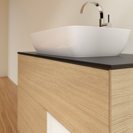 Тумба под раковину Villeroy & Boch Finion 100х50,1 см с подсветкой МДФ шпон дуба/стекло черное матовое F782GFPC