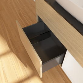 Тумба под раковину Villeroy & Boch Finion 100х50,1 см с подсветкой МДФ шпон дуба/стекло черное матовое F782GFPC