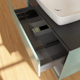 Тумба под раковину Villeroy & Boch Finion 100х50,1 см с подсветкой МДФ оливковый матовый лак/стекло черное матовое F782GKGM