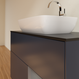 	Тумба под раковину Villeroy & Boch Finion 100х50,1 см с подсветкой МДФ темно-синий матовый лак/стекло черное матовое F782GKHG