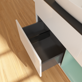 Тумба под раковину Villeroy & Boch Finion 100х50,1 см с подсветкой МДФ глянцевый белый лак/стекло черное матовое F782GMGF