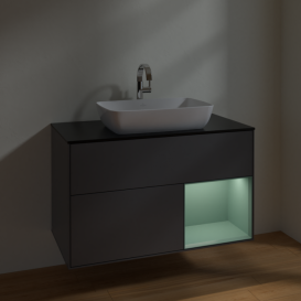 Тумба под раковину Villeroy & Boch Finion 100х50,1 см с подсветкой МДФ антрацит матовый лак/стекло черное матовое F782GMGK