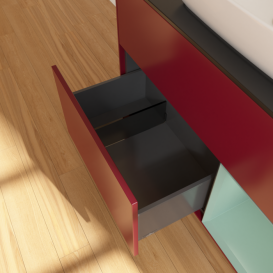 Тумба під раковину Villeroy & Boch Finion 100х50,1 см з підсвічуванням МДФ півонія матовий лак/скло чорне матове F782GMHB