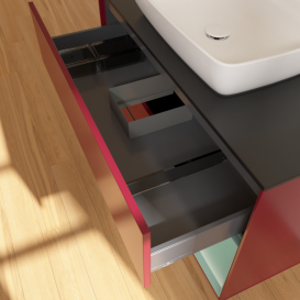 Тумба під раковину Villeroy & Boch Finion 100х50,1 см з підсвічуванням МДФ півонія матовий лак/скло чорне матове F782GMHB