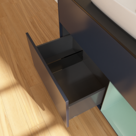 Тумба под раковину Villeroy & Boch Finion 100х50,1 см с подсветкой МДФ темно-синий матовый лак/стекло черное матовое F782GMHG