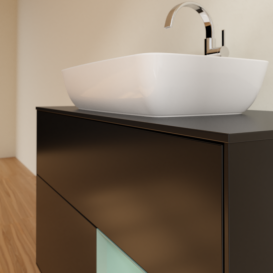 Тумба под раковину Villeroy & Boch Finion 100х50,1 см с подсветкой МДФ черный матовый лак/стекло черное матовое F782GMPD