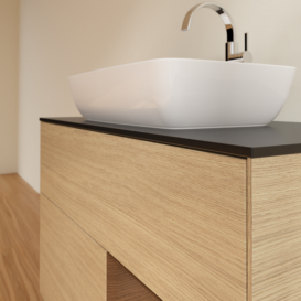 Тумба под раковину Villeroy & Boch Finion 100х50,1 см с подсветкой МДФ шпон дуба/стекло черное матовое F782GNPC