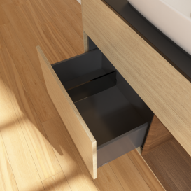 Тумба под раковину Villeroy & Boch Finion 100х50,1 см с подсветкой МДФ шпон дуба/стекло черное матовое F782GNPC