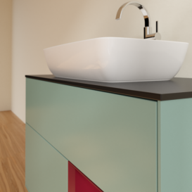 Тумба под раковину Villeroy & Boch Finion 100х50,1 см с подсветкой МДФ оливковый матовый лак/стекло черное матовое F782HBGM