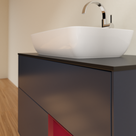 Тумба под раковину Villeroy & Boch Finion 100х50,1 см с подсветкой МДФ темно-синий матовый лак/стекло черное матовое F782HBHG