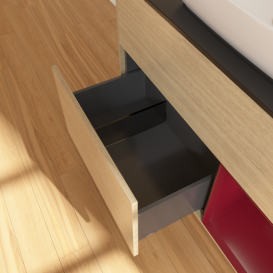 Тумба под раковину Villeroy & Boch Finion 100х50,1 см с подсветкой МДФ шпон дуба/стекло черное матовое F782HBPC