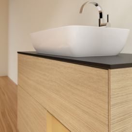 Тумба под раковину Villeroy & Boch Finion 100х50,1 см с подсветкой МДФ шпон дуба/стекло черное матовое F782HFPC