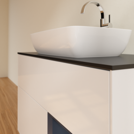 Тумба под раковину Villeroy & Boch Finion 100х50,1 см с подсветкой МДФ глянцевый белый лак/стекло черное матовое F782HGGF