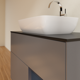 Тумба під раковину Villeroy & Boch Finion 100х50,1 см із підсвічуванням МДФ антрацит матовий лак/скло чорне матове F782HGGK