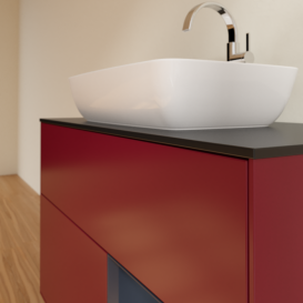 Тумба под раковину Villeroy & Boch Finion 100х50,1 см с подсветкой МДФ пион матовый лак/стекло черное матовое F782HGHB