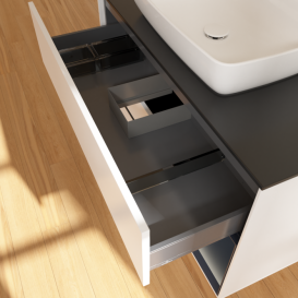 Тумба под раковину Villeroy & Boch Finion 100х50,1 см с подсветкой МДФ белый матовый лак/стекло черное матовое F782HGMT