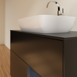 Тумба под раковину Villeroy & Boch Finion 100х50,1 см с подсветкой МДФ черный матовый лак/стекло черное матовое F782HGPD