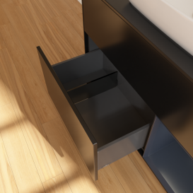 Тумба под раковину Villeroy & Boch Finion 100х50,1 см с подсветкой МДФ черный матовый лак/стекло черное матовое F782HGPD