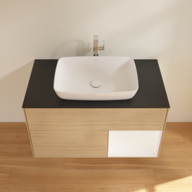 Тумба под раковину Villeroy & Boch Finion 100х50,1 см с подсветкой МДФ шпон дуба/стекло черное матовое F782MTPC