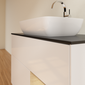 Тумба под раковину Villeroy & Boch Finion 100х50,1 см с подсветкой МДФ глянцевый белый лак/стекло черное матовое F782PCGF