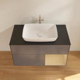 Тумба під раковину Villeroy & Boch Finion 100х50,1 см із підсвічуванням МДФ антрацит матовий лак/скло чорне матове F782PCGK