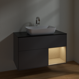Тумба під раковину Villeroy & Boch Finion 100х50,1 см із підсвічуванням МДФ антрацит матовий лак/скло чорне матове F782PCGK