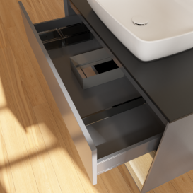 Тумба під раковину Villeroy & Boch Finion 100х50,1 см із підсвічуванням МДФ антрацит матовий лак/скло чорне матове F782PCGK