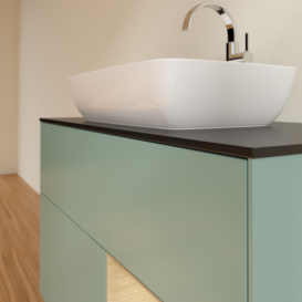 Тумба под раковину Villeroy & Boch Finion 100х50,1 см с подсветкой МДФ оливковый матовый лак/стекло черное матовое F782PCGM