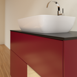 Тумба под раковину Villeroy & Boch Finion 100х50,1 см с подсветкой МДФ пион матовый лак/стекло черное матовое F782PCHB