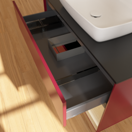 Тумба под раковину Villeroy & Boch Finion 100х50,1 см с подсветкой МДФ пион матовый лак/стекло черное матовое F782PCHB