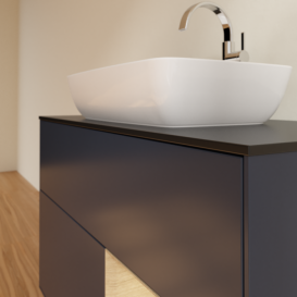 Тумба под раковину Villeroy & Boch Finion 100х50,1 см с подсветкой МДФ темно-синий матовый лак/стекло черное матовое F782PCHG